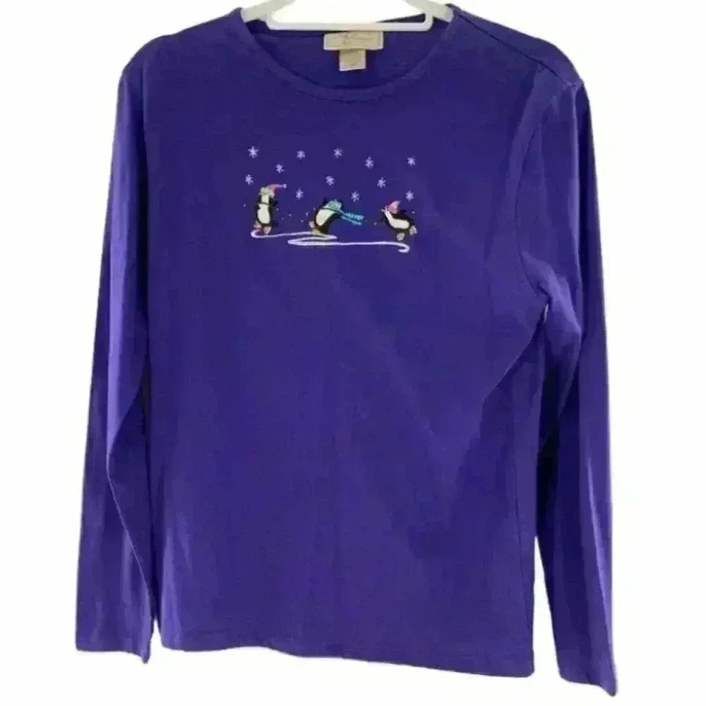 M&C Sportswear Penguins Christmas Juniors Teens T Shirt Tee Size Large